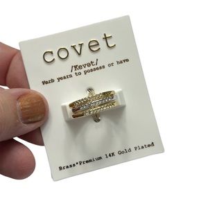 Covet Rhinestone Stacking Rings 14KT Gold Plated Size 6